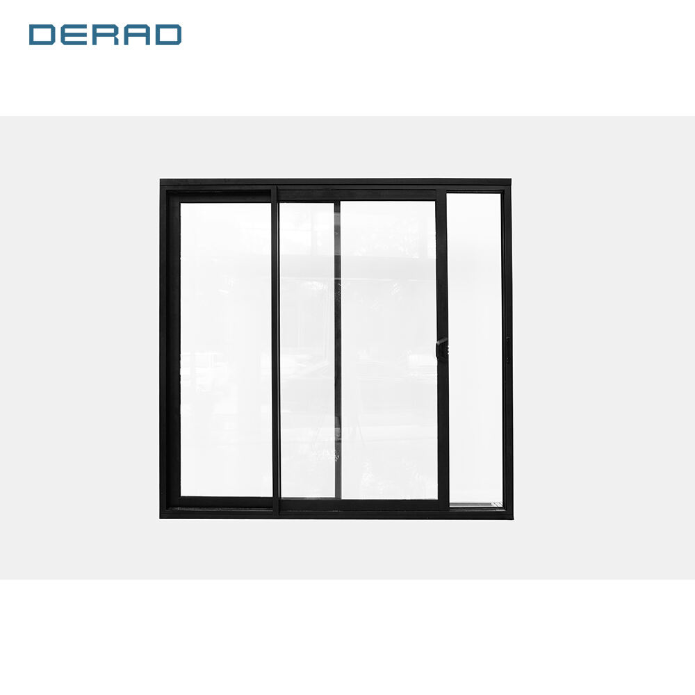 Black frame blue tinted glass customized color aluminum slide windows for villa hotel house bathroom living room windows supplier