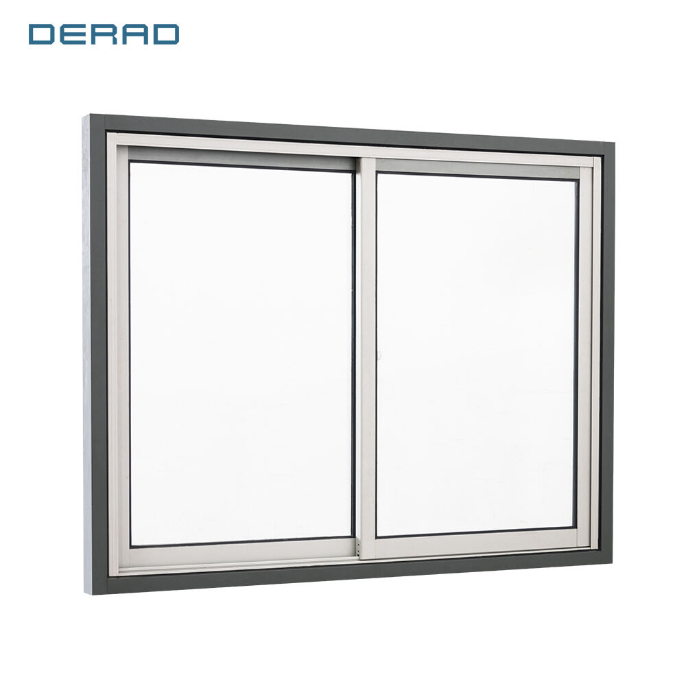 Grey color personalized customization anti theft insect control window aluminum sliding window with hardware seal brush factory