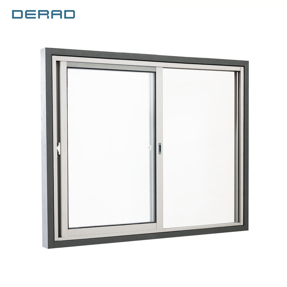 Grey color personalized customization anti theft insect control window aluminum sliding window with hardware seal brush manufacture