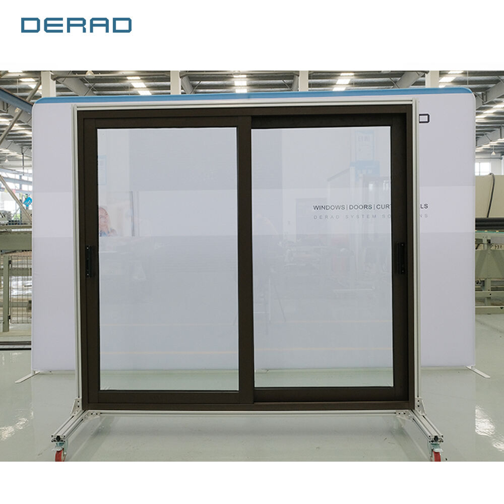 Wholesale aluminum interior sliding door with aluminum-glass material track stability double glass sliding door commercial manufacture