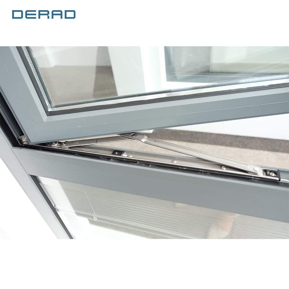 Manufacturer customized hotel commercial outward opening casement windows built-in louvered glass aluminum profile supplier