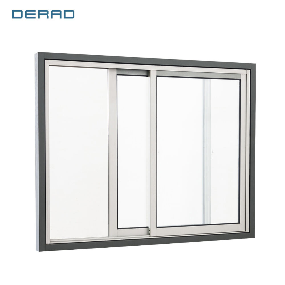 White black color commercial double glass sliding window triple glazing aluminum profile for shipping mall resident window supplier