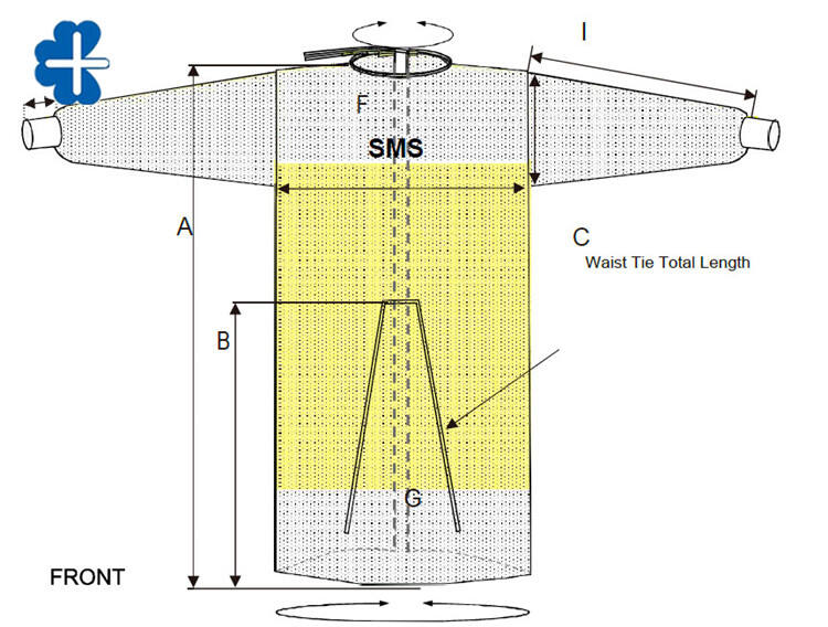 Yellow  PE/PP  Disposable Knitted Cuff Isolation Gown details