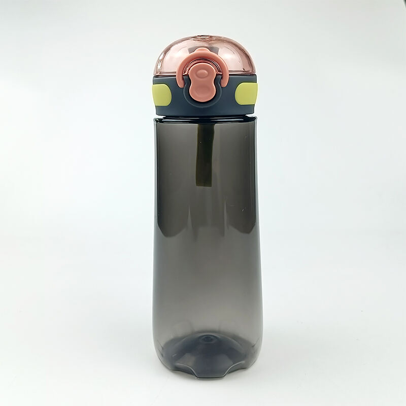 Tazas Pla; botella de agua Tritan gris de 500 ml que se abre a presión con correa de silicona