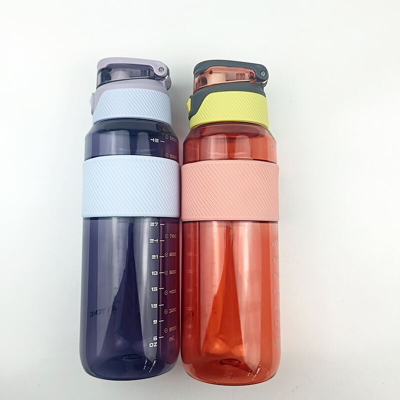 Tazas Cpla; botella de agua Tritan con aislamiento antideslizante de silicona naranja de 1200 ml sin BPA