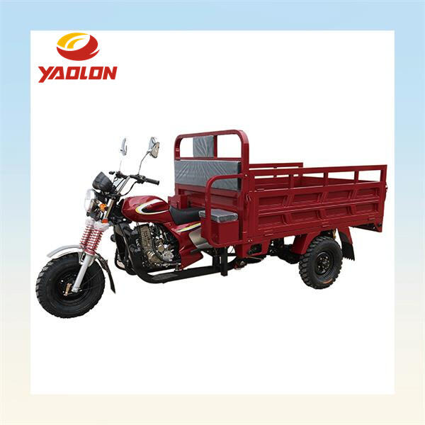 Stay protected from the elements with a closed cabin gasoline tricycle
