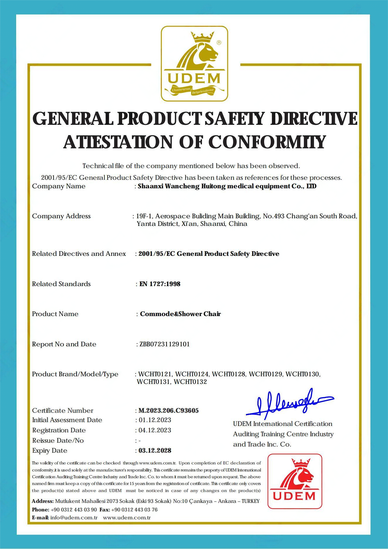 The products of Shaanxi Wancheng Huitong Medical Equipment Co. , Ltd. have passed the CE certification, highlighting the international safety standards