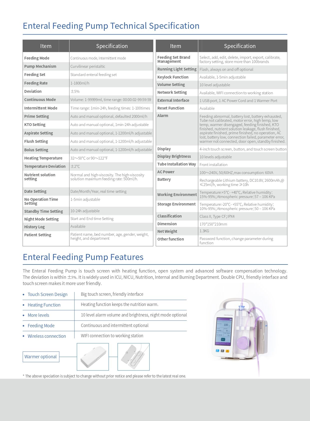 Factory Direct Sale Medical Portable Enteral Feeding Pump for Nutrition Infusion for Emergency & Clinic Use factory