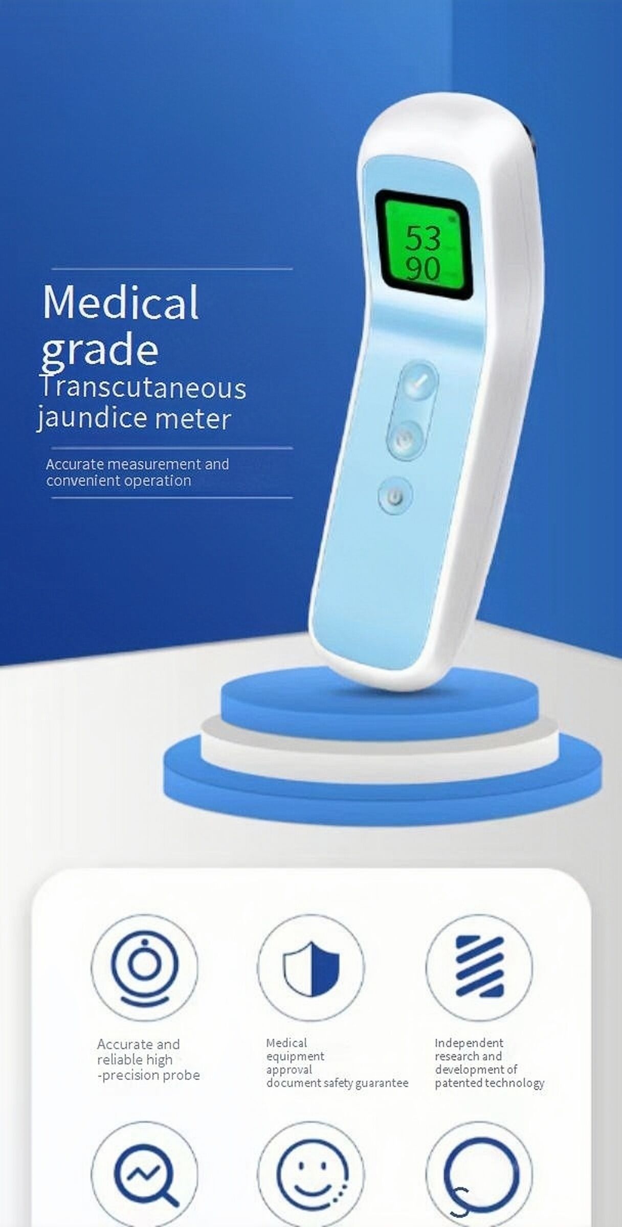 Infant Care simple effective portable non-invasive Bluetooth jaundice meter nicu baby jaundice detector details