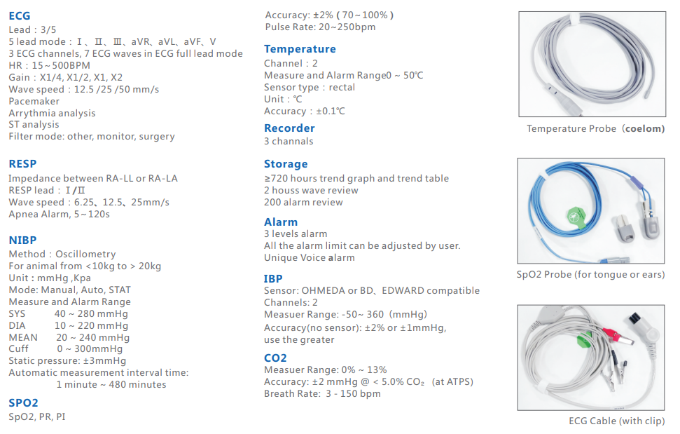 2023 New Vet Emergency Multi-Parameter Veterinary Monitor Vet Spo2 Monitor For Pet Clinic Use manufacture