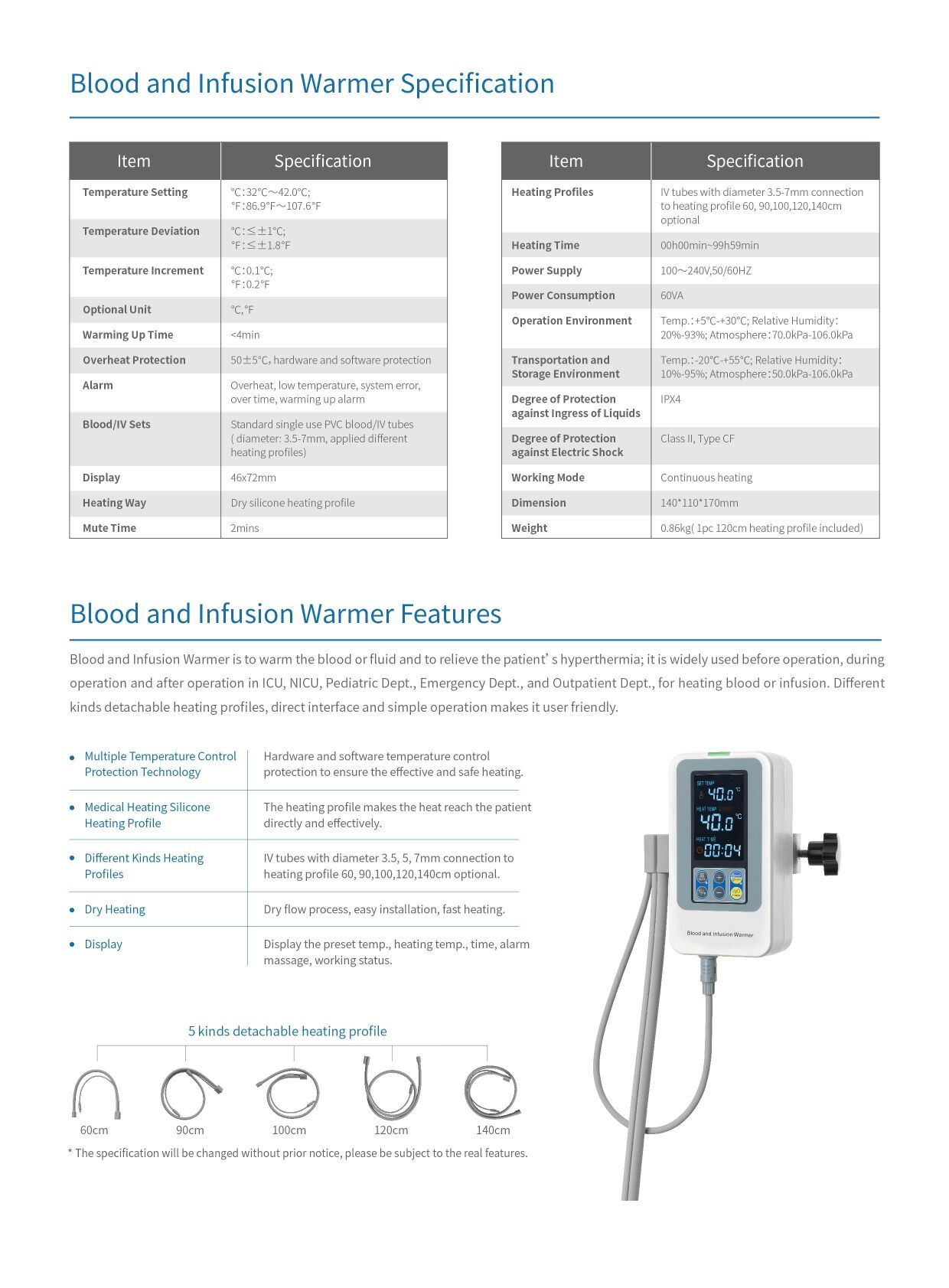 Hot Sale Single Channel Medical Heating Fluid Warming Device Blood and Infusion Warmer for Household Use details