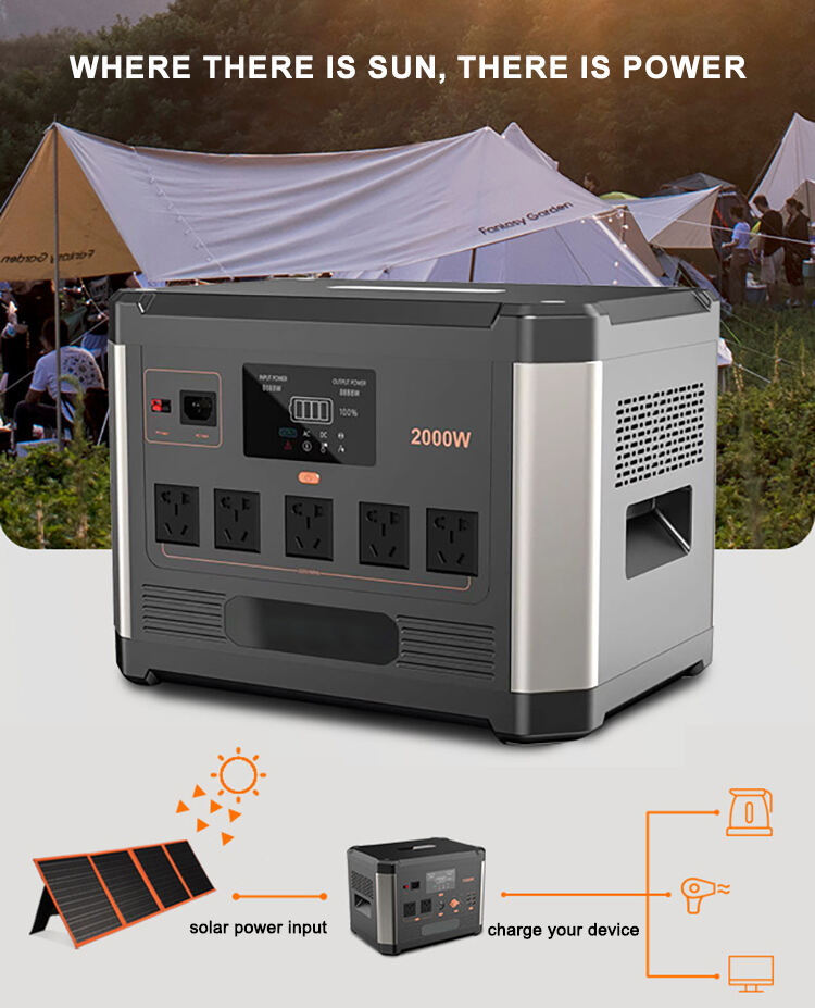 2000W Outdoor Rechargeable Solar Portable Power Station details