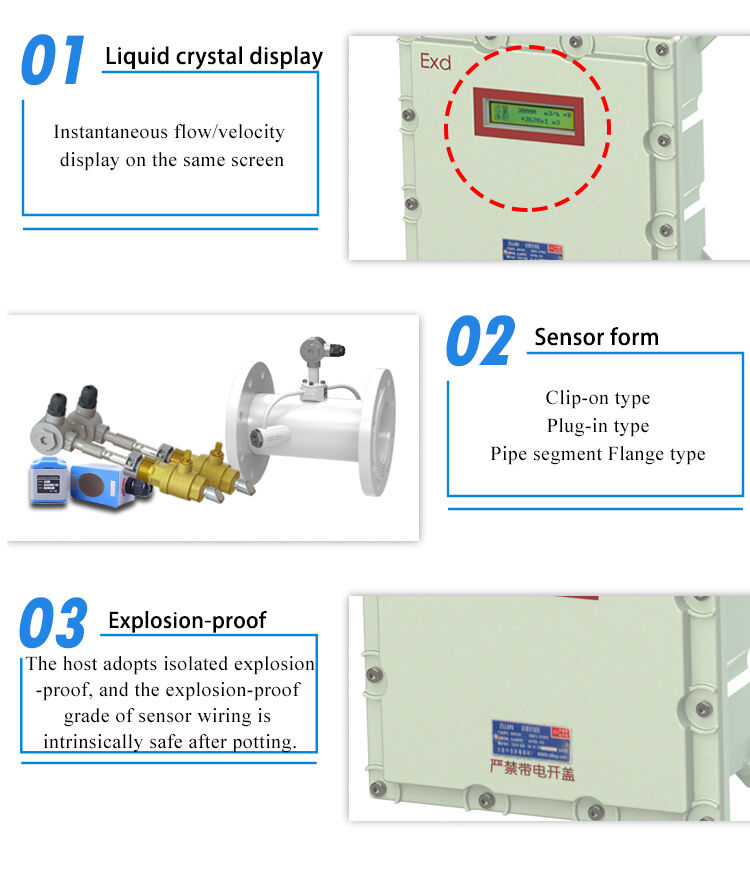 product chilled water ultrasonic flowmeter digital rs485 clampon sensor portable ultrasonic flowmeter fix mount analog modbus flowmeter-8