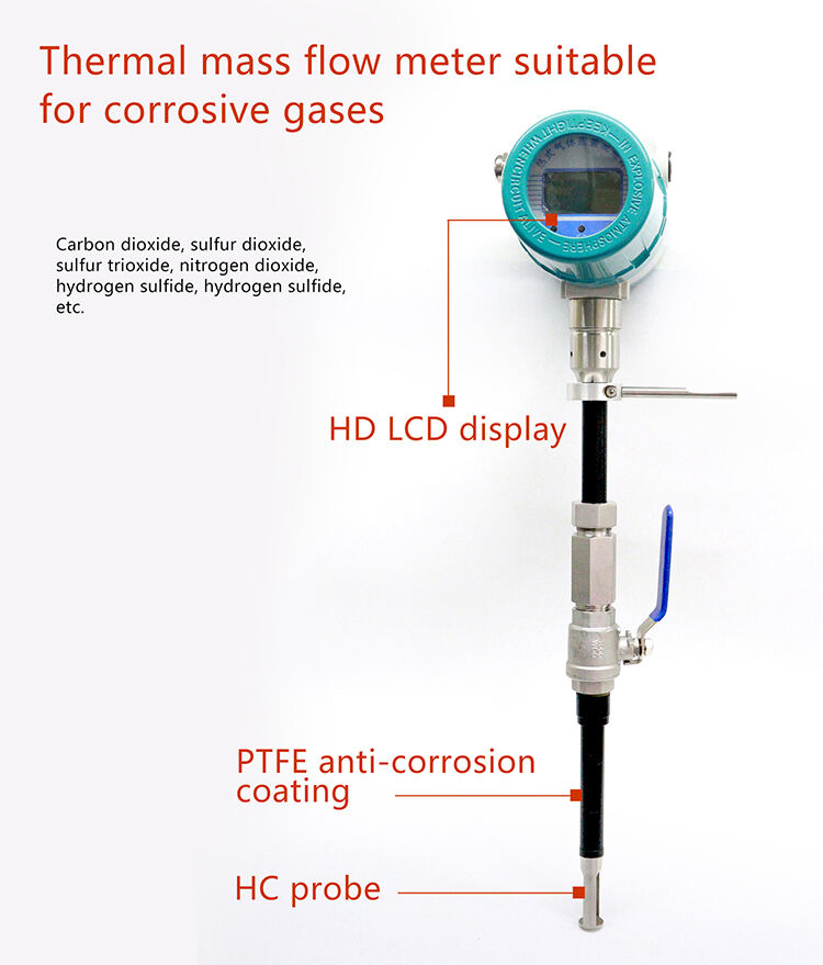 304SUS Insertion type thermal mass gas flow meter for compressed air or LPG gas mass flow meter air flow meter details