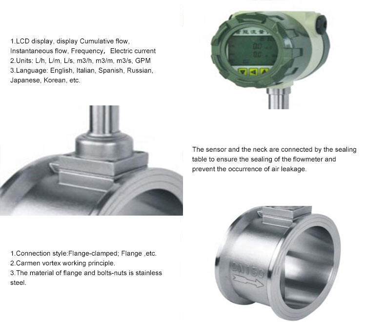 Steam gas liquid vortex flow meter LPG gas vortex flow meter vortex turbine gas flow meter gas vortex swirl flow meter details