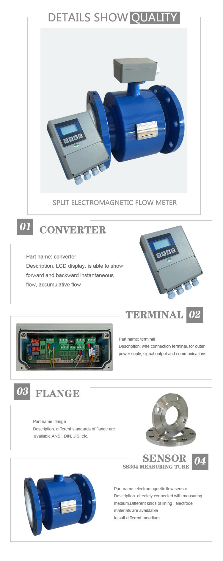 Electromagnetic water flow meter for heat measurement digital electromagnetic BTU flow meter price electromagnetic flowmeter details