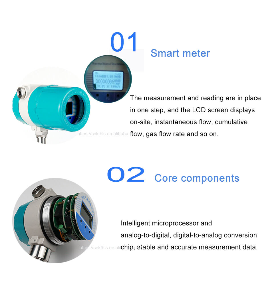 Thread mass thermal gas mass flowmeters rs485 oxygen natural gas air nitrogen co2 flow meter modbus 4-20ma digital flow meter supplier