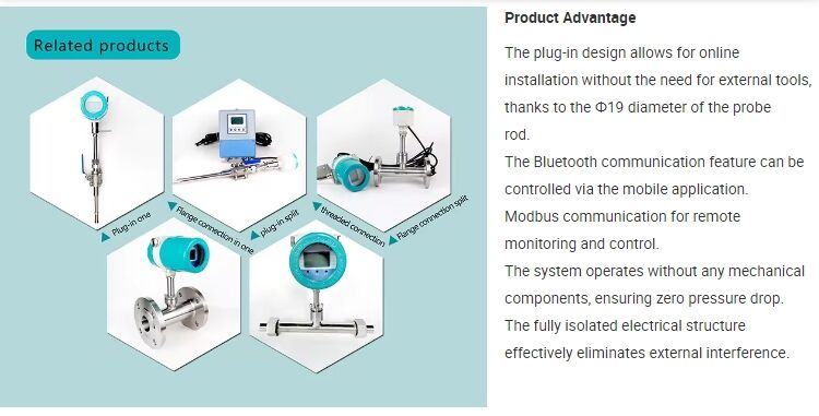 Thermal Mass Domestic Gas flow meter Gas Insertion Thermal flow meter flange or insertion thermal mass flow meter supplier