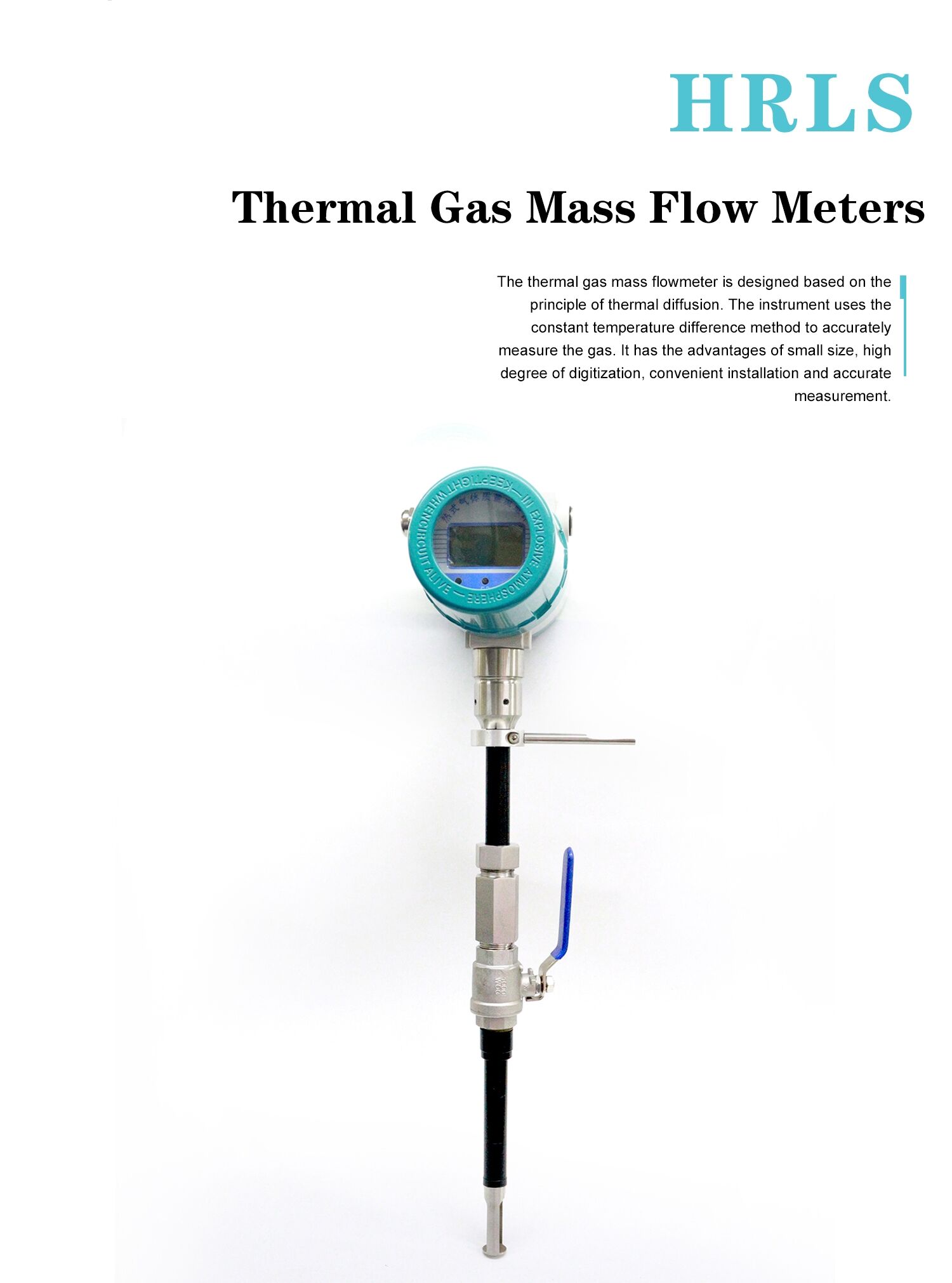 304SUS Insertion type thermal mass gas flow meter for compressed air or LPG gas mass flow meter air flow meter factory