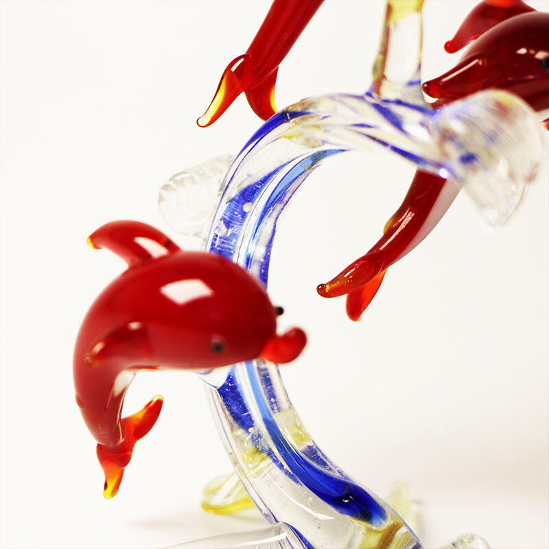 Factory OEM ODE Miniature Animals Murano Glass Dolphin Figurines for Household decoration supplier