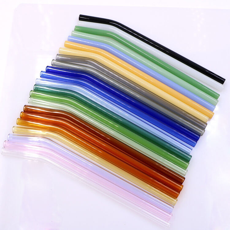 10mm Eco Friendly Reusable Borosilicate Straight Curved Bent Glass Drinking Straw supplier