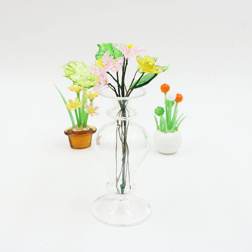 Wholesale  Handmade lampwork borosilicate glass plant vase transparent glass clear vase for flowers manufacture