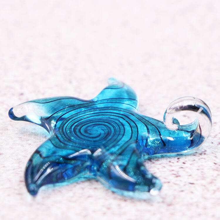 New Arrival Murano Lampwork Handmade Art Glass Starfish Pendant Necklace for Jewelry Making details