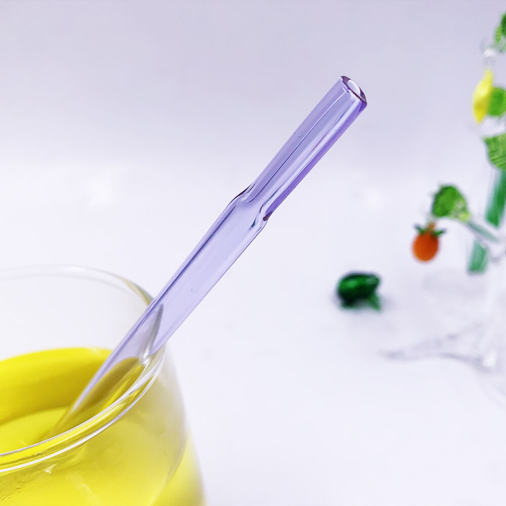 OEM ODM  Environmental Protection Borosilicate Custom Logo Drinking Straws flat mouth glass straws factory