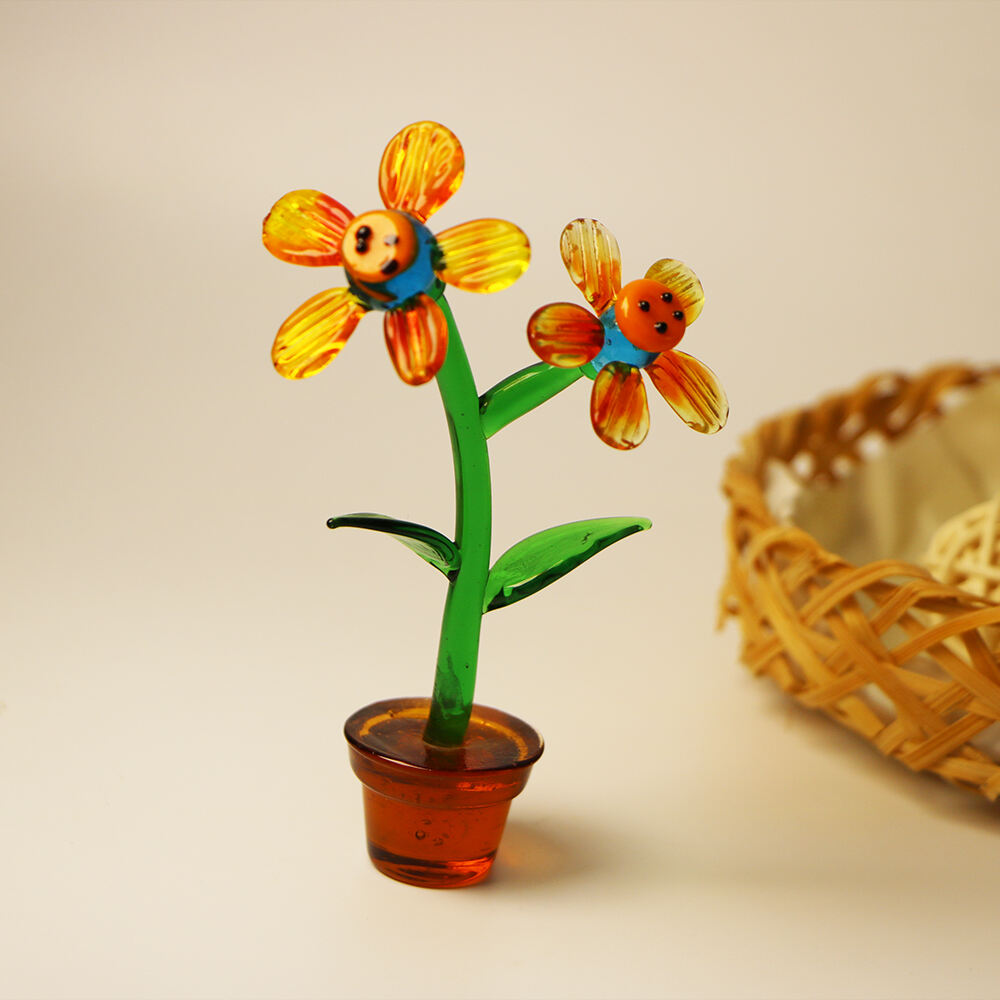 Handmade Artisan Crafts  Glass Flowers Home sunflower Glass Flowers Bonsai Decorative Ornaments supplier