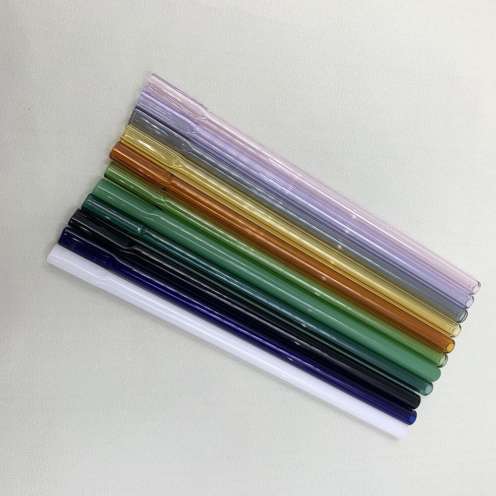 OEM ODM  Environmental Protection Borosilicate Custom Logo Drinking Straws flat mouth glass straws factory