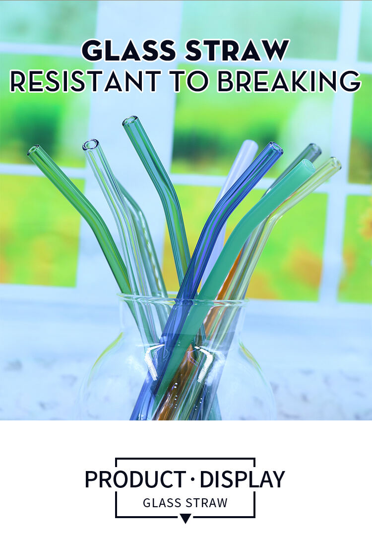 Eco Friendly Reusable Borosilicate Clear Bent Glass Drinking Straw manufacture