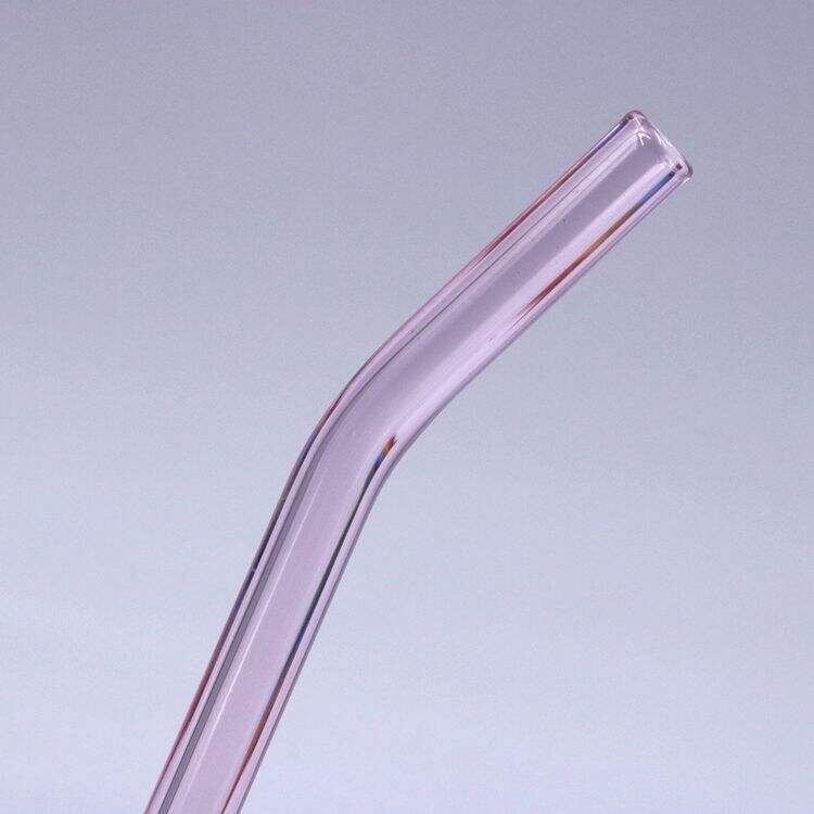 Eco Friendly Reusable Borosilicate Pink Glass Straw With Charm reusable glass straw factory