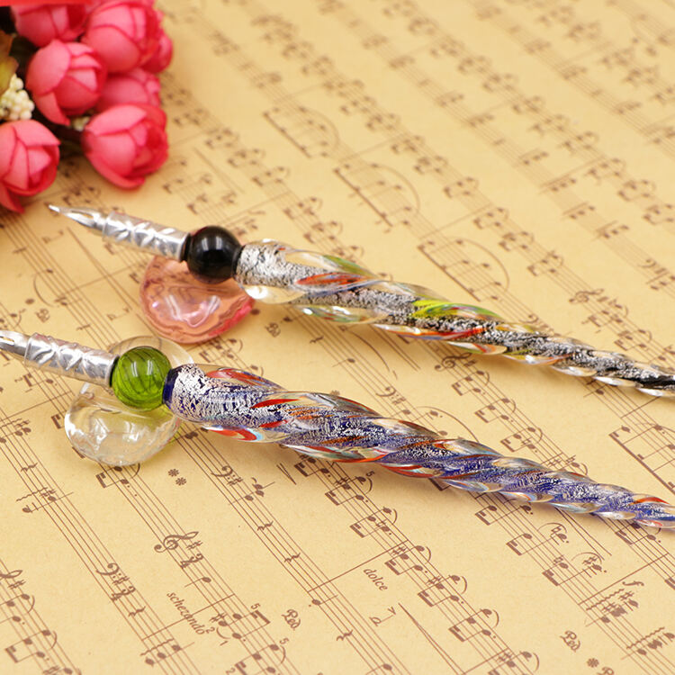 Handmade Borosilicate Murano Glass Dip Pen Holder details