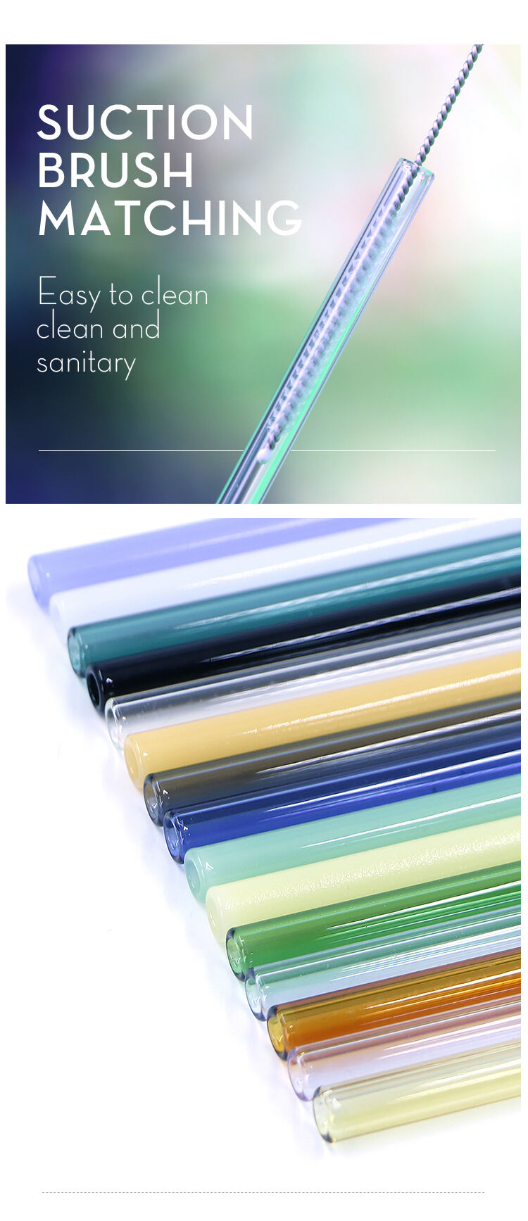 Eco Friendly 200 8 mm Reusable Borosilicate Colored Drinking Glass Straight Straws manufacture