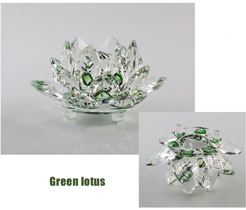 Wholesale Buddha Supplies Crystal Glass Crafts K9 Crystal Lotus Fengshui Crystal Flower details