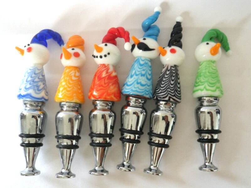 Custom wholesale price glass wine stoppers champagne wine whiskey bottle stopper Christmas murano glass wine stopper details