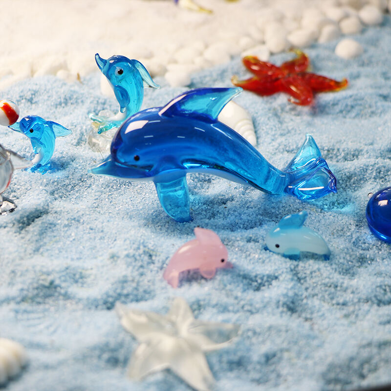 Factory OEM ODE Miniature Animals Murano Glass Dolphin Figurines for Household decoration manufacture