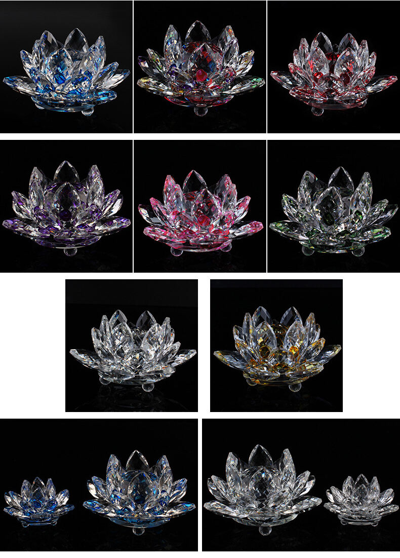 Wholesale Buddha Supplies Crystal Glass Crafts K9 Crystal Lotus Fengshui Crystal Flower factory