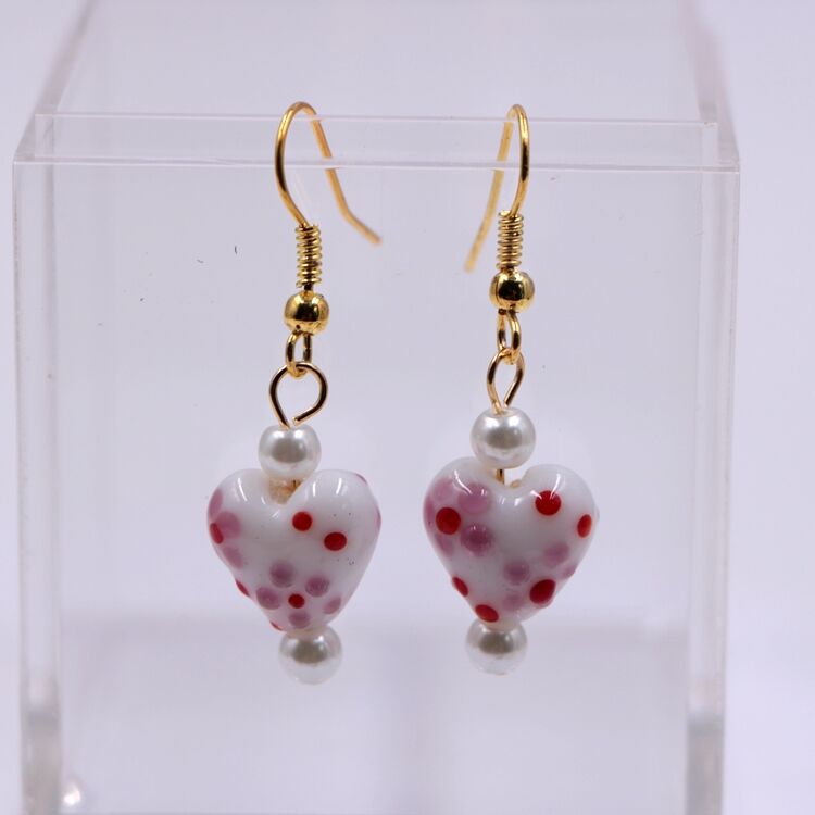 Customized Murano Lampwork Glass Valentine Heart Beads Earring manufacture