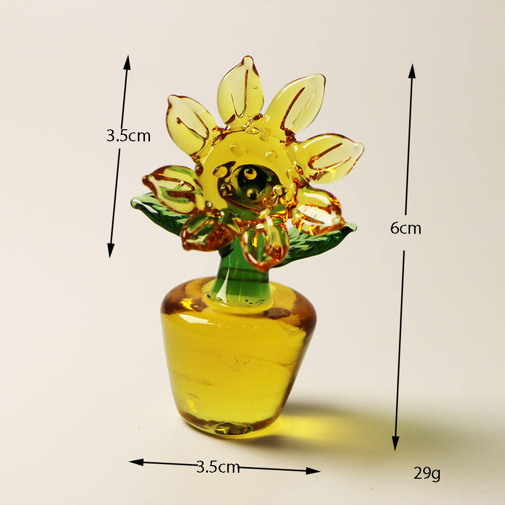 Handmade Artisan Crafts  Glass Flowers Home sunflower Glass Flowers Bonsai Decorative Ornaments details