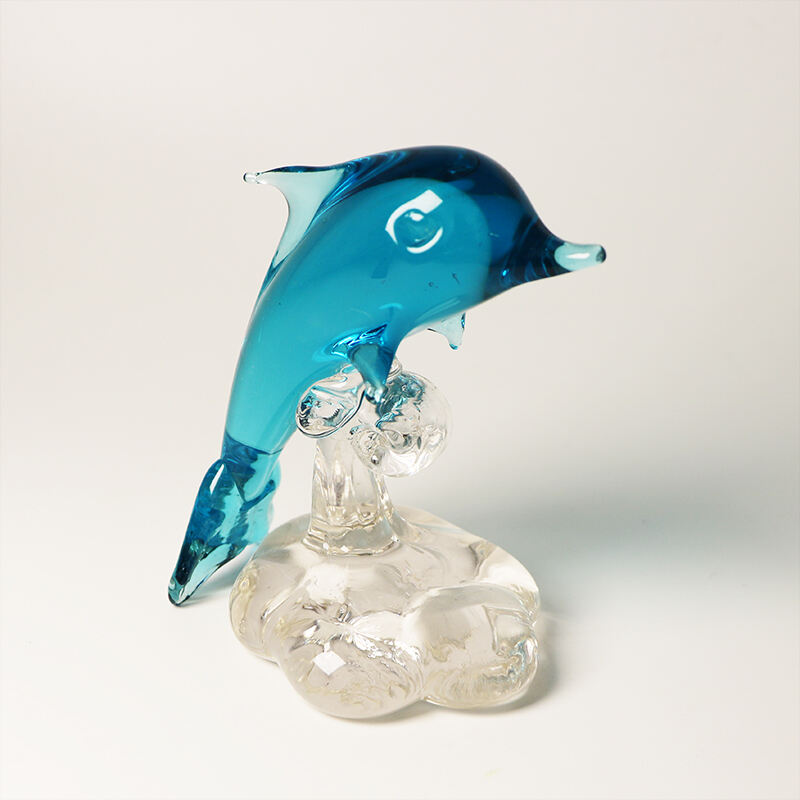 Factory OEM ODE Miniature Animals Murano Glass Dolphin Figurines for Household decoration supplier