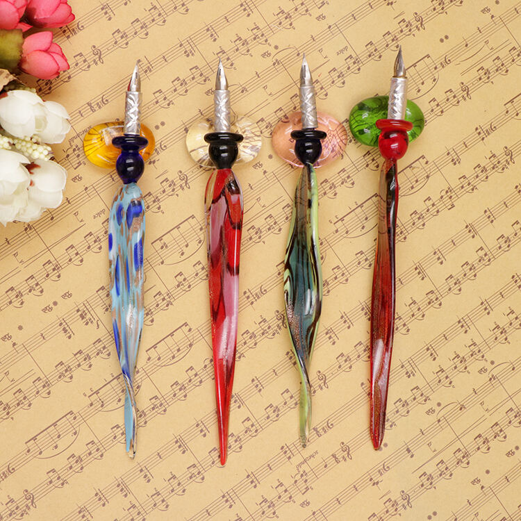 Handmade Borosilicate Murano Glass Dip Pen Holder factory