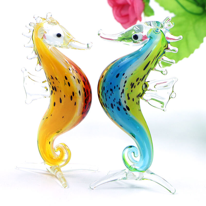 Wholesale Suppliers Custom Lampwork Glass Seahorse Aquarium Animal Statue Figurine Ocean manufacture