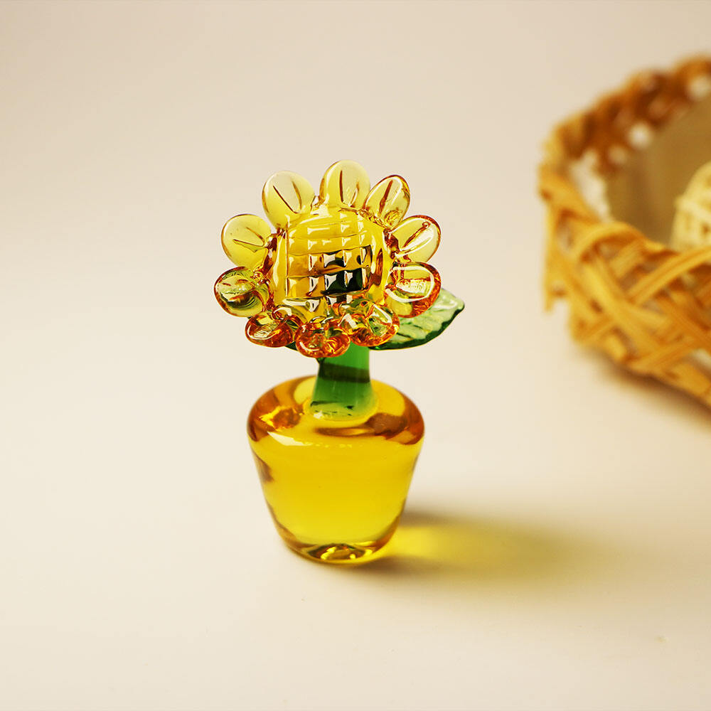 Handmade Artisan Crafts  Glass Flowers Home sunflower Glass Flowers Bonsai Decorative Ornaments manufacture