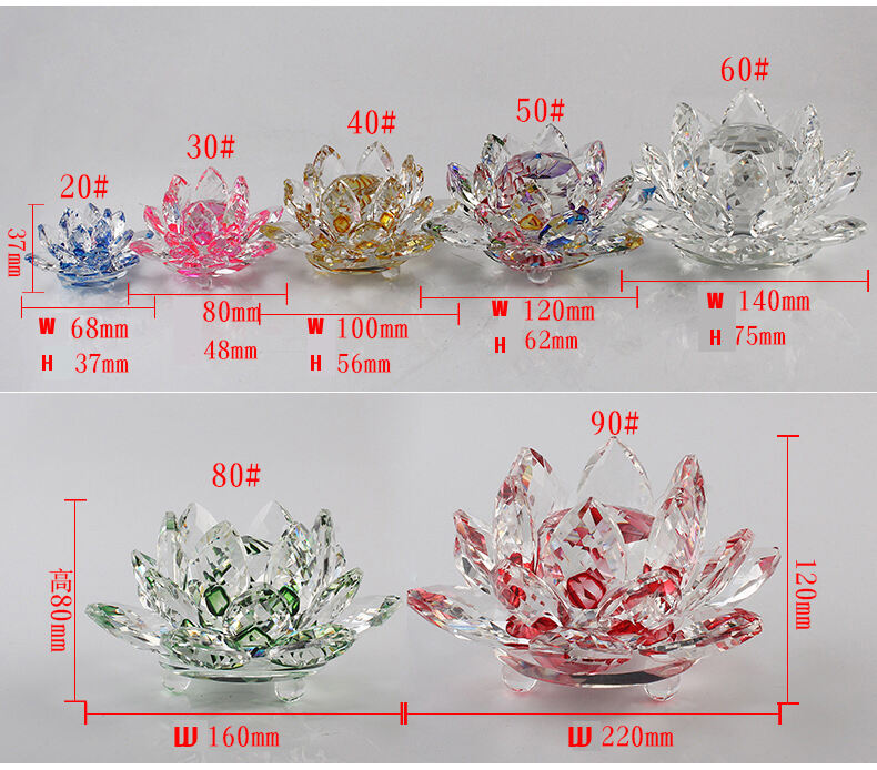 Wholesale Buddha Supplies Crystal Glass Crafts K9 Crystal Lotus Fengshui Crystal Flower manufacture