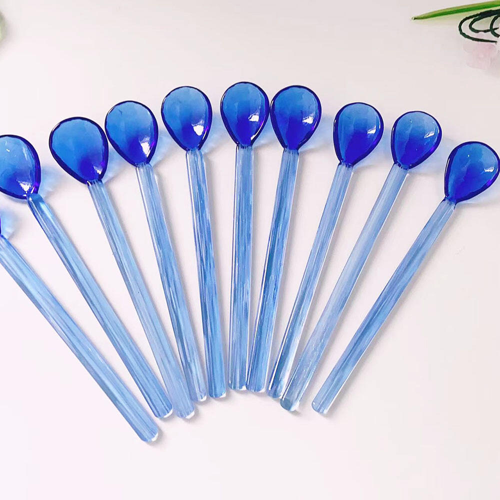 New Arrival  Custom Factory Direct Screw Thread Handmade Murano Glass Tea Spoon details