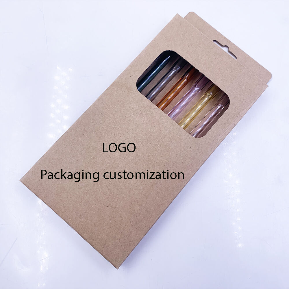 OEM ODM  Environmental Protection Borosilicate Custom Logo Drinking Straws flat mouth glass straws manufacture