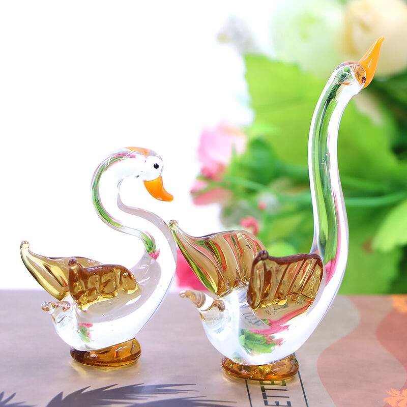 Miniature Wholesale Blown Murano  Flat Cheap Glass Swan Ornament supplier