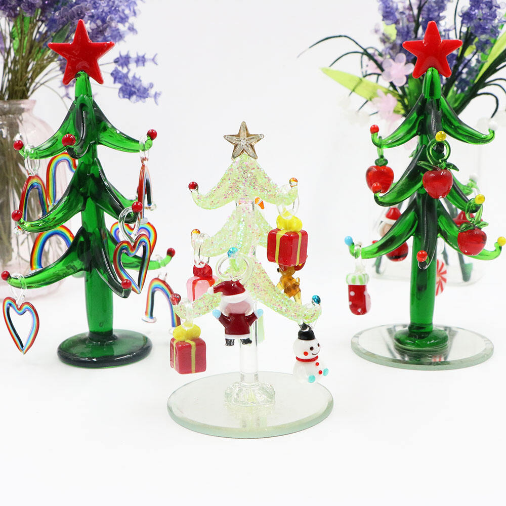 Handmade Art Murano Blown Glass Christmas Ornaments Decorations Christmas Tree For Tabletop Decoration details