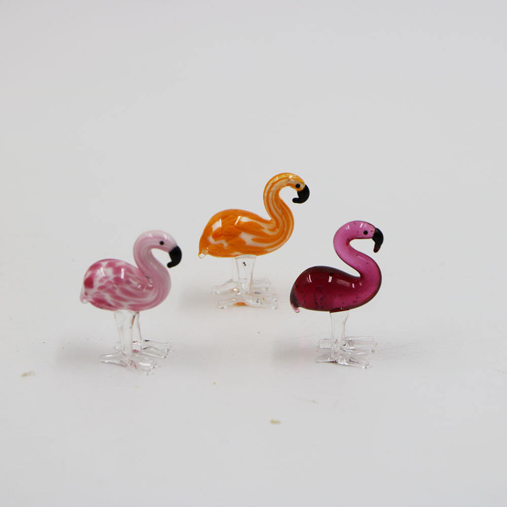 Home Tiny Nordic Style Pink Customized Glass Flamingo Statue Figurine Small Art Garden Decor Manufacturers manufacture